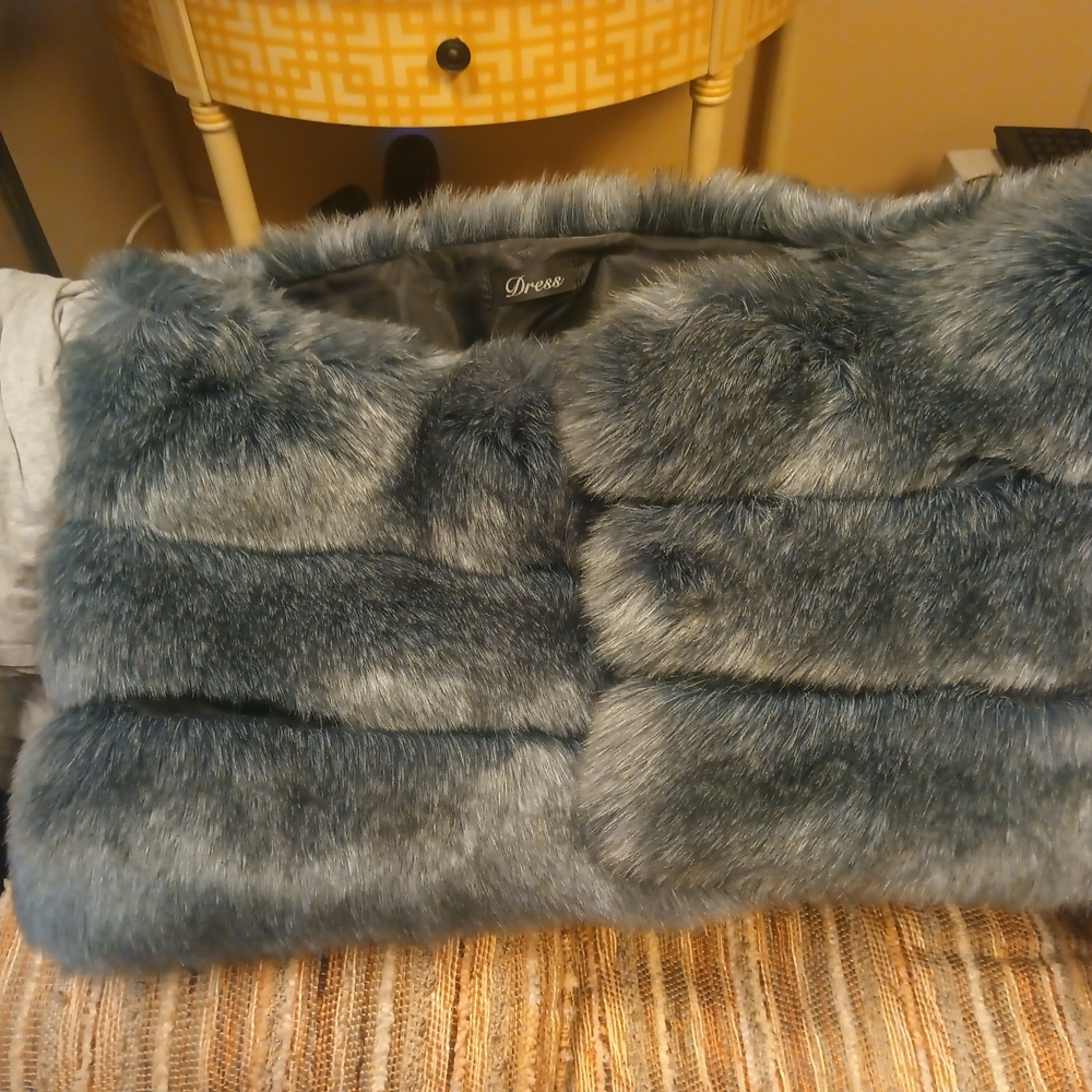 Dress Barn Charcoal Faux Fur Clutch